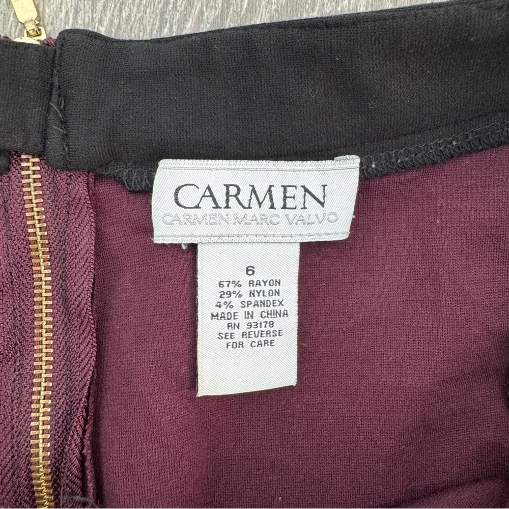 Carmen Marc Valvo Purple Black Velvet Leaf Fall Winter Party Skirts Size 6 - Picture 6 of 11